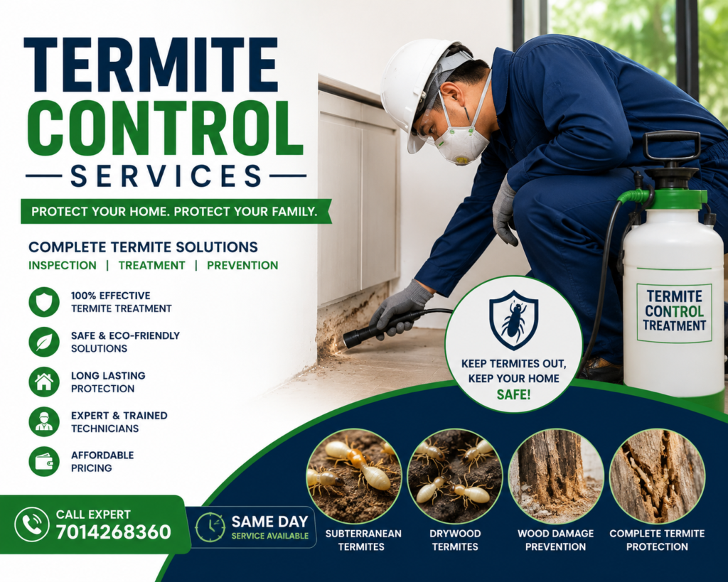 Professional termite control technician providing anti-termite treatment service in a residential property in Mumbai.